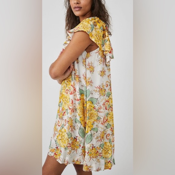 🔖 FREE PEOPLE
Yara Printed Flutter-Sleeve Floral Minidress Tea Combo OB1785306 - Picture 5 of 8